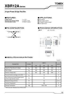 XBR12A Datasheet PDF TOREX SEMICONDUCTOR