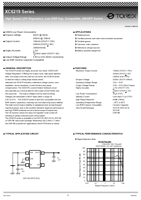XC6219D34AML Datasheet PDF TOREX SEMICONDUCTOR