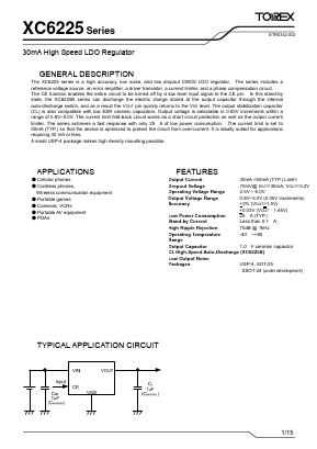 XC6225B15ANR-G Datasheet PDF TOREX SEMICONDUCTOR