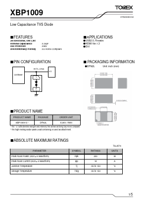 XBP1009 Datasheet PDF TOREX SEMICONDUCTOR