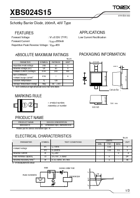 XBS024S15R Datasheet PDF TOREX SEMICONDUCTOR