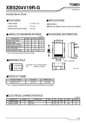 XBS204V19R Datasheet PDF TOREX SEMICONDUCTOR