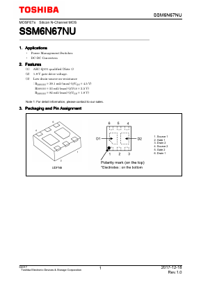 SSM6N67NU Datasheet PDF Toshiba