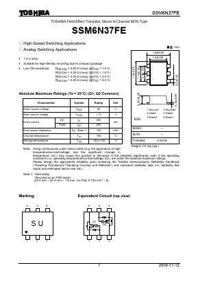 SSM6N37FE Datasheet PDF Toshiba