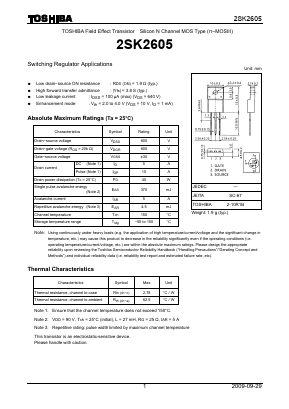 2SK2605 Datasheet PDF Toshiba