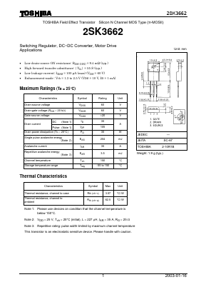 K3662 Datasheet PDF Toshiba