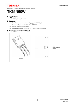 TK31N60W Datasheet PDF Toshiba