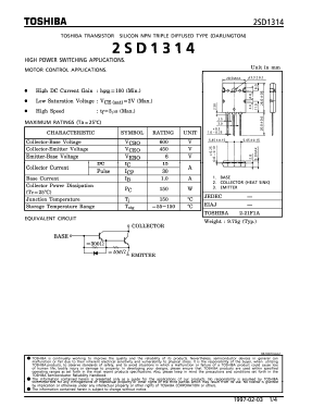 2SD1314 Datasheet PDF Toshiba