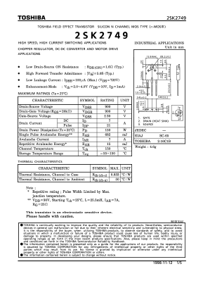 2SK2749 Datasheet PDF Toshiba