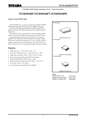 TC74VHC02FK Datasheet PDF Toshiba