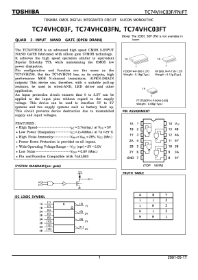 TC74VHC03F Datasheet PDF Toshiba