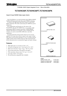 TC74VHC03F Datasheet PDF Toshiba