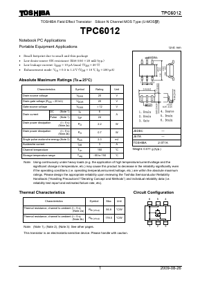 TPC6012 Datasheet PDF Toshiba