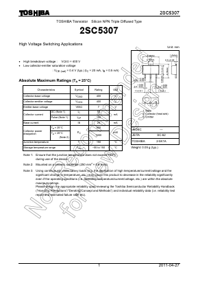 2SC5307 Datasheet PDF Toshiba