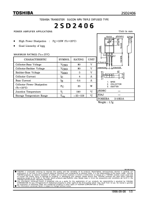 2SD2406 Datasheet PDF Toshiba