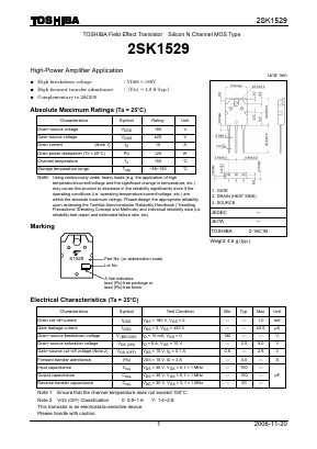 K1529 Datasheet PDF Toshiba