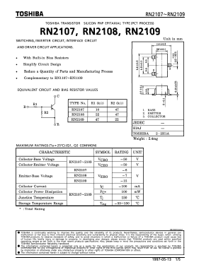 RN2108 Datasheet PDF Toshiba
