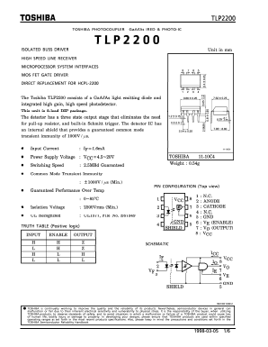 TLP2200 Datasheet PDF Toshiba
