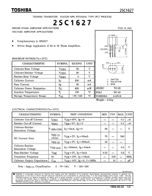 2SC1627 Datasheet PDF Toshiba