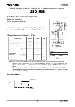 2SD1508 Datasheet PDF Toshiba