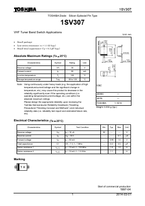 1SV307 Datasheet PDF Toshiba