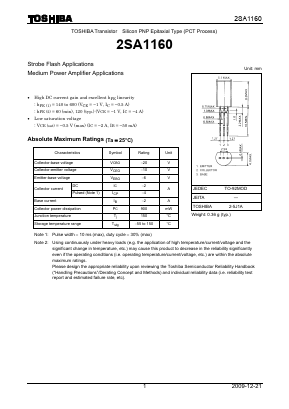 2SA1160 Datasheet PDF Toshiba