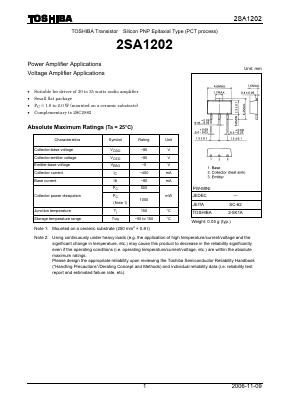 2SA1202 Datasheet PDF Toshiba