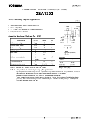 2SA1203 Datasheet PDF Toshiba