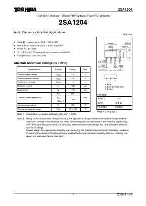 2SA1204 Datasheet PDF Toshiba