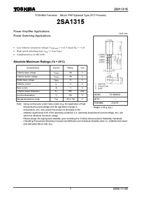 2SA1315 Datasheet PDF Toshiba