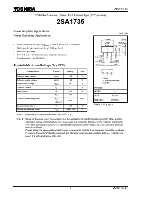 2SA1735 Datasheet PDF Toshiba