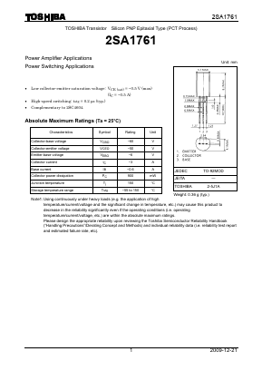 2SA1761 Datasheet PDF Toshiba