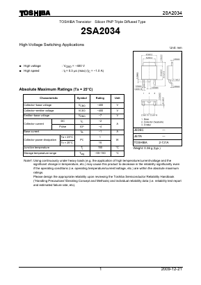 A2034 Datasheet PDF Toshiba