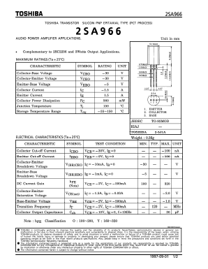 2SA966 Datasheet PDF Toshiba