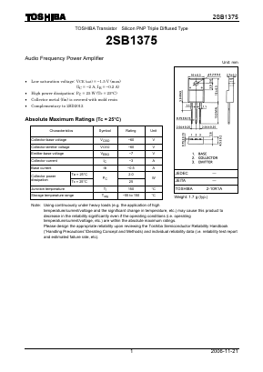 2SB1375 Datasheet PDF Toshiba