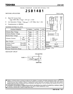 2SB1481 Datasheet PDF Toshiba