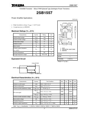 2SB1557 Datasheet PDF Toshiba