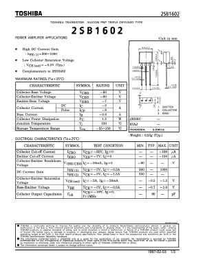 2SB1602 Datasheet PDF Toshiba