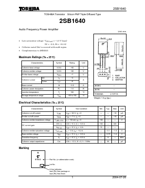 2SB1640 Datasheet PDF Toshiba