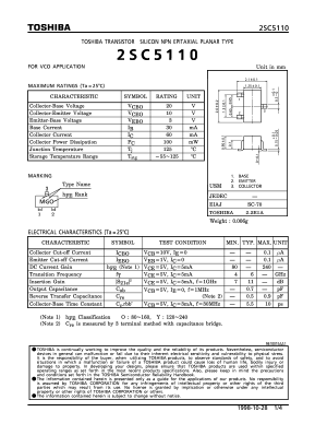2SC5110 Datasheet PDF Toshiba