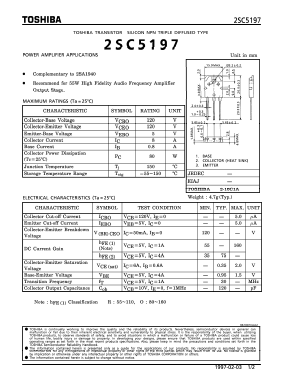 C5197 Datasheet PDF Toshiba