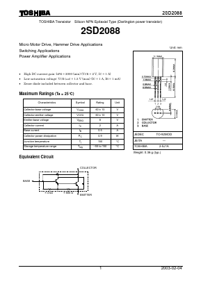 D2088 Datasheet PDF Toshiba