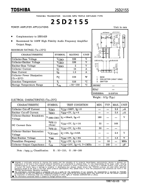 2SD2155 Datasheet PDF Toshiba