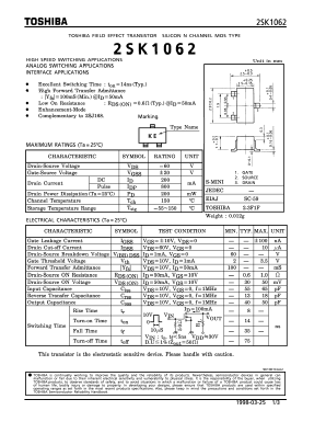 K1062 Datasheet PDF Toshiba