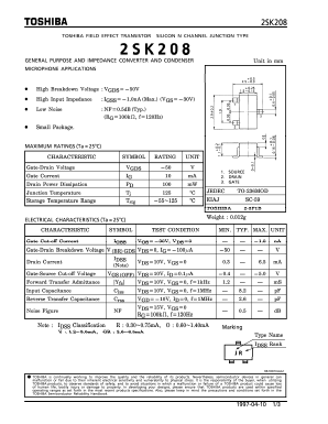 2SK208 Datasheet PDF Toshiba