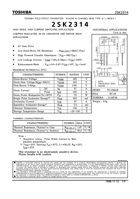 K2314 Datasheet PDF Toshiba