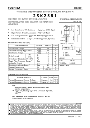 2SK2381 Datasheet PDF Toshiba
