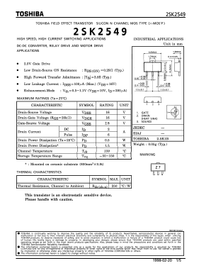 2SK2549 Datasheet PDF Toshiba