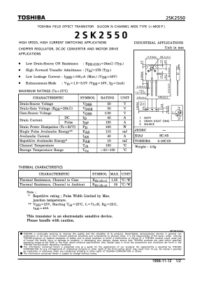 2SK2550 Datasheet PDF Toshiba