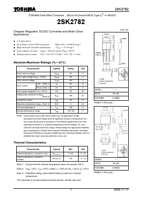 2SK2782 Datasheet PDF Toshiba